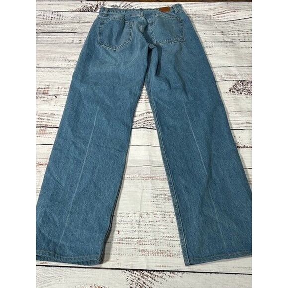 Anine Bing Womens Roy Jeans Nordic Blue‎ Button Fly Split Hem Flare Leg Size 31 - Picture 2 of 13